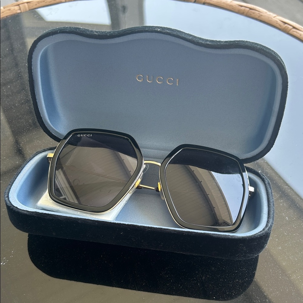 Gucci Black and Gold Sunglasses